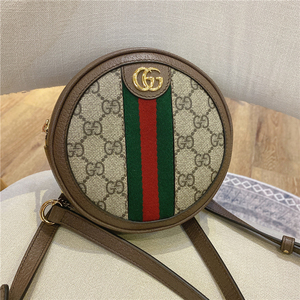 gucci/古驰ophidia系列gg圆形女士迷你链条双肩背包598661圆饼包