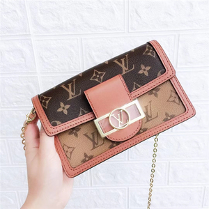 lv/路易威登经典拼色老花链条包woc女士单肩斜挎包小方包m68746