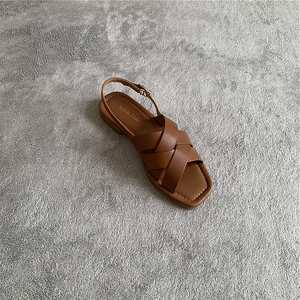 质感好 文艺复古 软底软面  里外全皮 平底罗马凉鞋