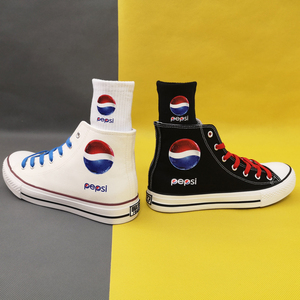 回力爆改百事可乐高帮帆布鞋男潮鞋联名鞋情侣鞋子鸳鸯板鞋女涂鸦