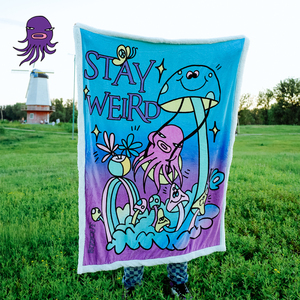别闹bizzcut卡通闹闹菌紫色章鱼海洋午睡空调毯毛毯羊羔绒法兰绒
