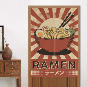 2022日式厨房餐厅装饰隔断帘料理店寿司拉面卡通店铺门帘布艺半帘