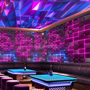 ktv壁画科技感仿发光立体凹凸墙布酒吧歌厅会所包厢走廊墙纸壁布