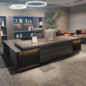 董事长办公桌老板桌简约现代办公室经理大班台办公家具带灯总裁桌