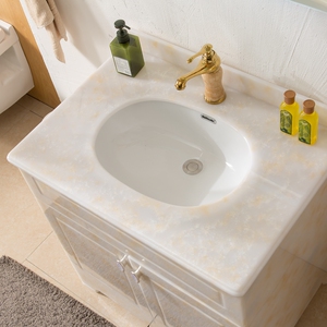 玉石台面洗脸盆小户型定制切角洗手盆卫生间台盆台上盆浴室柜台面