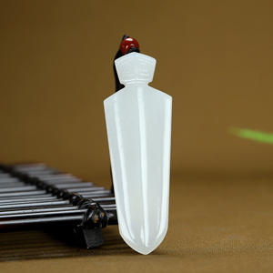 新疆和田玉羊脂白玉仿古玉挂件和田玉白玉吊坠男女款玉吊坠玉剑