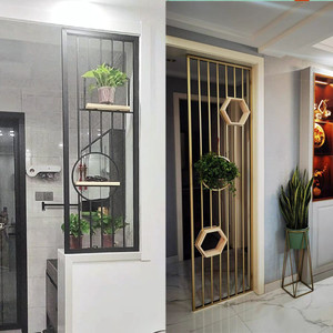 铁艺屏风轻奢金属客厅简约现代玄关花格装饰镂空洗漱台干区半隔断