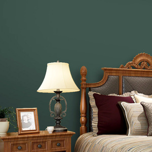 美式复古深绿墨绿色墙纸北欧风无纺布电视背景墙纯色卧室客厅壁纸