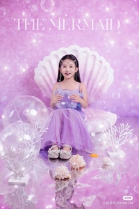 23年新款沉浸式美人鱼公主主题道具背景布定做服装影楼儿童摄影