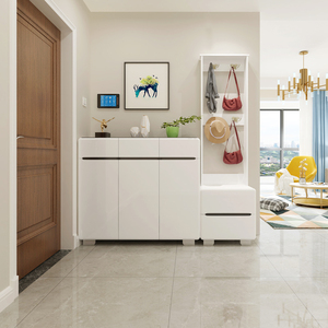 进门鞋柜挂衣架一体家用门口轻奢风大容量简约现代玄关衣帽柜组合