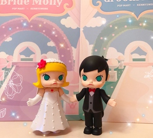 包邮正版泡泡玛特杭州展会限定molly婚礼吊卡新郎新娘一对
