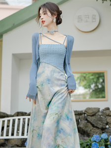新中式女装套装轻奢高级感吊带连衣裙秋季2024新款裙子甜辣设计感