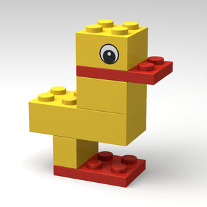 小颗粒积木小鸭子moc拼装黄鸭6块砌包2000416兼容乐高益智玩具