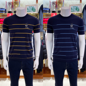 比华利保罗男装夏季款圆领条纹针织短袖t恤203241183专柜1790