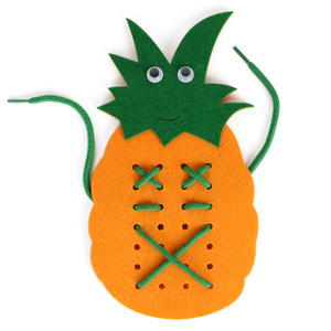 幼儿园小班区角教具区域穿线菠萝自制益智玩具绑系鞋带手工材料包