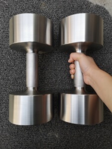 304不锈钢实心圆头一体哑铃 男单20公斤重量健身运动专业训练哑铃