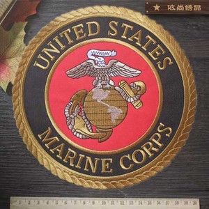 美国海军陆战队大尺寸自粘贴背绣标刺绣布贴标皮衣羽绒服补丁徽章