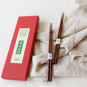 包邮两双装实木筷子 高档礼品盒结婚回礼情侣分餐筷 日式尖头家用