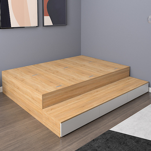 小户型高箱床1米2榻榻米地踏床定制多功能床箱板式卧室储物收纳床