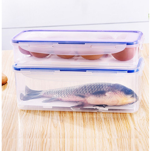 扁高保鲜盒盒密封窄食物收纳盒面条鱼海鲜沥水蔬菜微波胶盒食品级