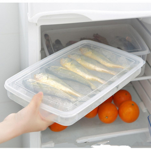 食品级矮宽海鲜饺子牛排鱼肉冷冻塑料带盖长方形放冰箱冻饺子盒冬
