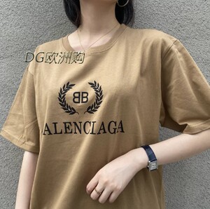balenciaga/巴黎世家 22新款字母logo印花 bb麦穗圆领短袖男t恤女