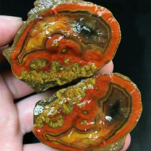 天然宣化北漂战国红玛瑙对开原石明料刘大湾精品