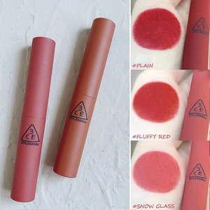 韩国3ce烟管口红方管细管雾面哑光丝绒红管红茶拿铁滋润红梨色