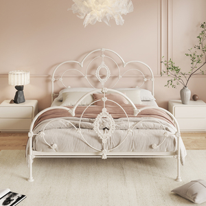 欧式铁艺床1.5米法式双人床北欧单人床儿童奶油风公主床女孩卧室
