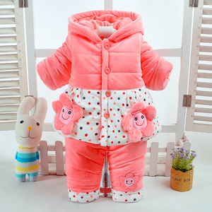 女童装秋冬款0-1-2岁半婴儿童两件套装宝宝小孩衣服加厚棉衣冬装