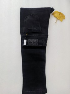 明顿男裤时尚牛仔裤2023冬季新款N3271黑色弹力修身长裤