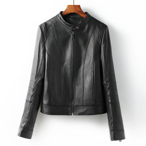 2022新款春海宁真皮皮衣女短款绵羊皮机车皮夹克外套立领小气质