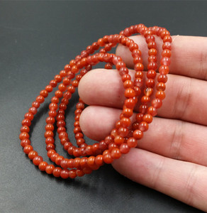 新款-天然玉石a货南红色玛瑙圆珠手链4毫米圆珠手串女款手链