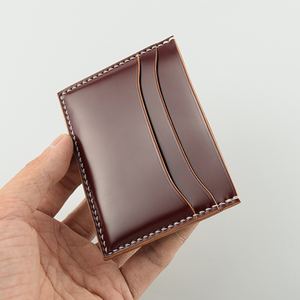 柚子手造原创马臀皮卡包三层零钱包实用便携简约手工卡包可印字