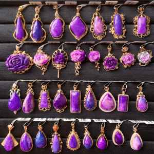 皇家紫樱花色18k金天然舒俱来吊坠女水滴挂坠老矿料耳饰项坠饰品
