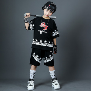 六一儿童嘻哈演出服夏男童爵士舞服幼儿园街舞套装98k偶像万万岁