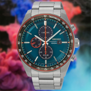 正品seiko精工手表 防水三眼计时太阳能石英夜光男士腕表ssc717p1