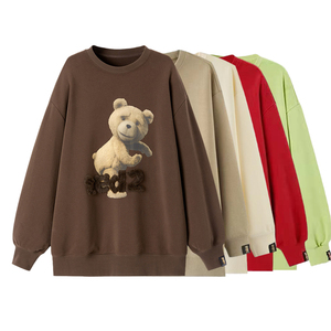 皇冠太平鸟女装泰迪贱熊ted春季大纹样上衣圆领套头卫衣a6dcb1225