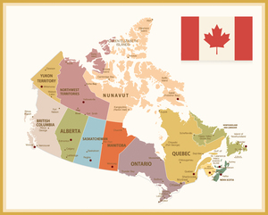 简约纯英文版加拿大地图canada map办公室挂画客厅书房卧室装饰画