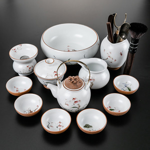 景德镇陶瓷手绘茶具套装整套功夫茶具家用茶壶侧把壶盖碗茶杯套组