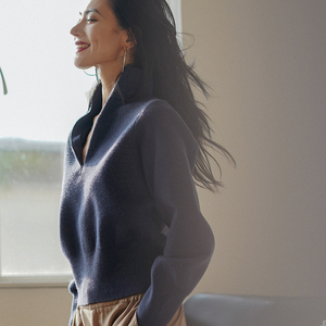 styleamog 例外> 2021年秋季设计感上衣拉链立领灯笼毛织衫