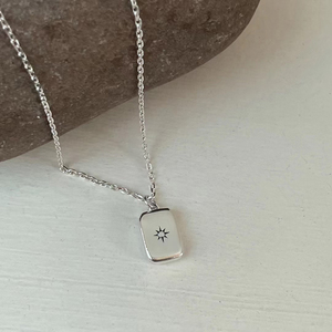 【ashi】纯银925韩国mcl东大门饰品太阳长方形骨牌冷淡风简约项链