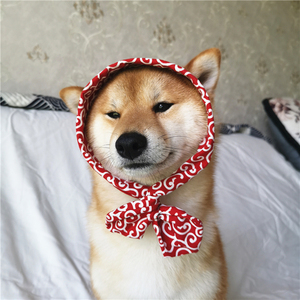 宠物和风日式唐草纹樱花围脖猫咪狗狗柴犬围巾柠檬巾蝴蝶结饰品