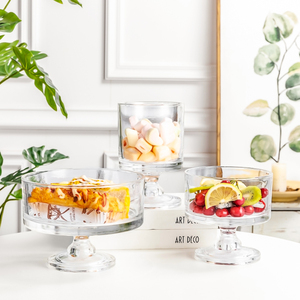 欧式大号透明玻璃蛋糕盘水果盘创意现代家居客厅茶几零食高脚摆件