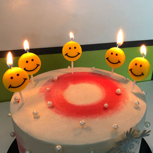 生日蛋糕装饰创意儿童普通无烟派对结婚礼纪念日网红笑脸蜡烛可爱