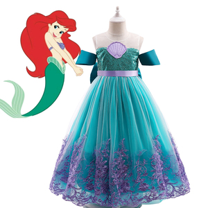 儿童美人鱼公主裙女童cosplay爱丽儿连衣裙生日礼服万圣节演出服