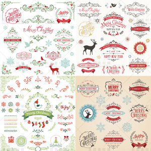 n4636圣诞节花纹海报ps邀请函封面装饰边框图案png矢量图设计素材