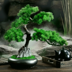 仿真迎客松假树小松树植物盆景盆栽室内绿植中式客厅桌面摆件装饰