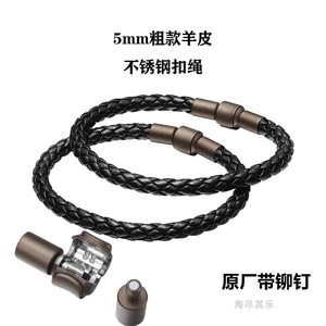 原版原厂5mm粗真羊皮绳手链 适用于周生生XL刺青转运珠配绳钛钢扣