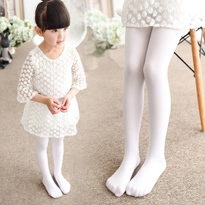 000人付款淘宝儿童连裤袜秋冬加绒加厚女童打底裤春秋保暖练功白色